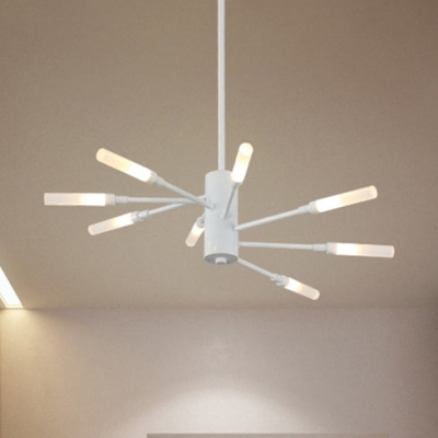 Modern Black/White Sputnik Chandelier Pendant Light - Retro Loft Metal LED Lighting for Corridor