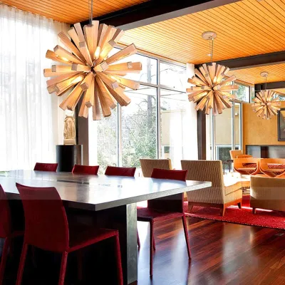 Löwenzahn Holz Pendelleuchten hängen Massivholz Lampen Esszimmer Restaurant Armaturen Innendekoration Pendelleuchte