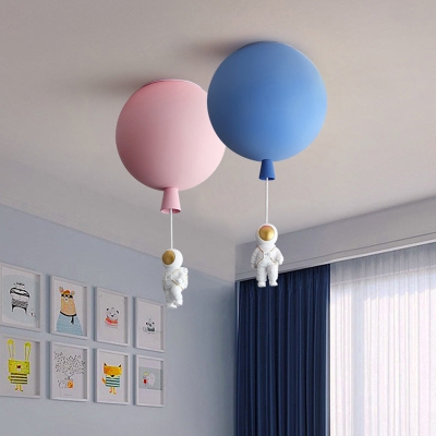 Lámpara de techo con globo y astronauta, accesorio de iluminación colgante para dormitorio, acrílico, 1 cabezal, para niños
