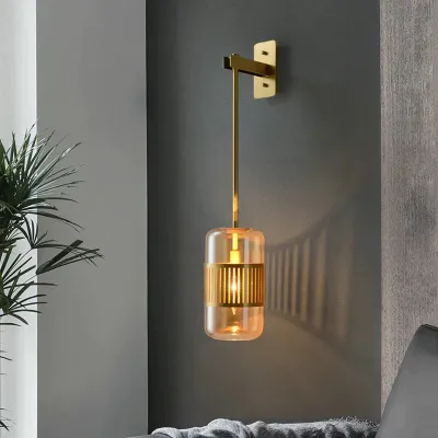 Postmoderne, leichte, luxuriöse, einfache Schlafzimmer-Nachttisch-Wandlampe aus Vollkupfer
