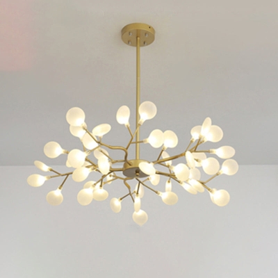 Metallischer Zweig-Kronleuchter, schlichte LED-Pendelleuchte für Wohnzimmer