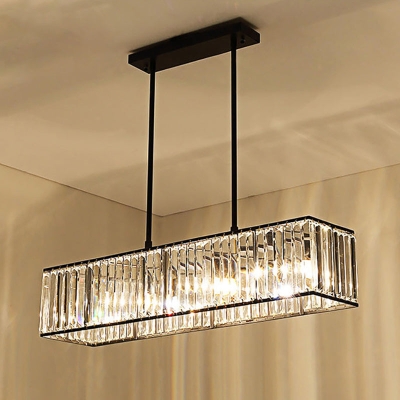 Lámpara de techo colgante rectangular de 3 cabezales de cristal nórdico en bronce