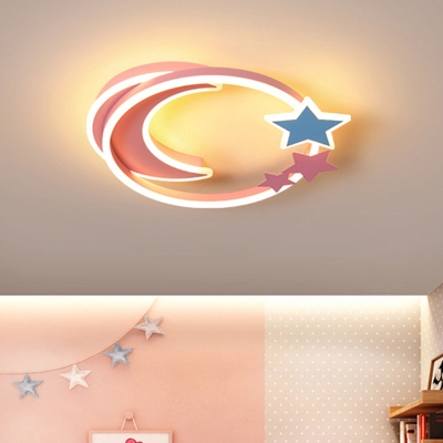 Cartoon-Halbmond- und Stern-Unterputz-LED-Deckenleuchte für Kinderzimmer