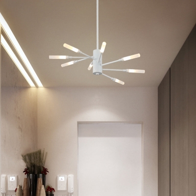 Modern Black/White Sputnik Chandelier Pendant Light - Retro Loft Metal LED Lighting for Corridor