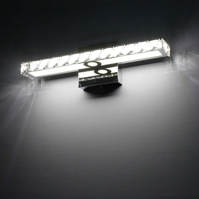 Moderne rechthoekige wandkandelaar met helder kristal geïntegreerde LED - badkamerwandlamp