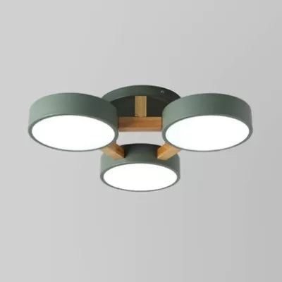 Macaron Loft semi-inbouw plafondlamp - metalen trommelarmatuur met 3 koppen voor woonkamers