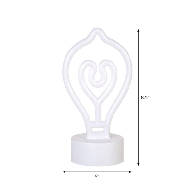 LED-Cartoon-Tischlampe mit Batteriebetrieb und Kunststoffschirm – weiße Glühbirnenform