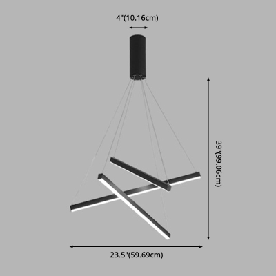 Black Sticks LED Kronleuchter Licht Neuheit minimalistische Metall Hängelampe für Lobby