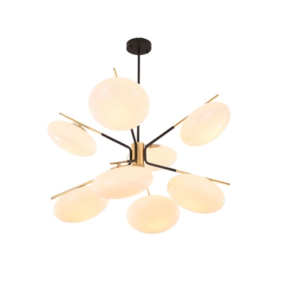 Modern Opal Glass Ellipse Pendant Light with 6/8 Lights for Living Room Ceiling