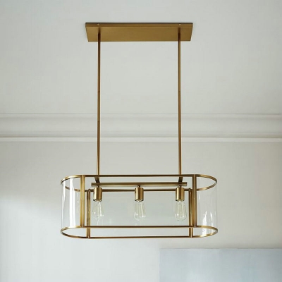 Mid Century Gold Translucent Glass Pendant Light - 3 Head Suspended Fixture