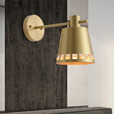 Moderne koperen wandkandelaar met tonvormige kap – badkamerwandlamp met 1 lamp