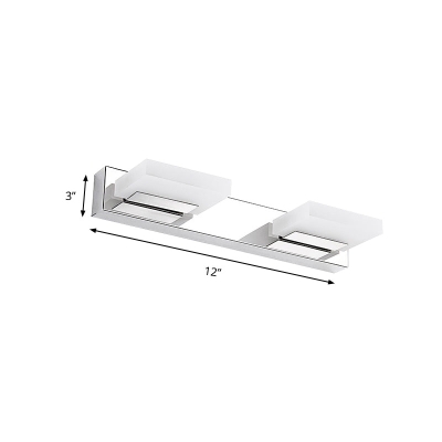 Aplique de pared cromado con pantalla acrílica de ladrillo para tocador de baño: elija entre 2/3/5 luces blancas cálidas
