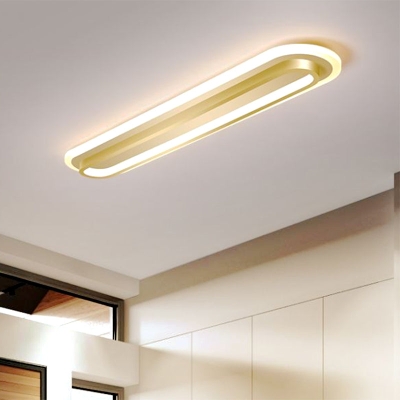 Nordic Rectangular LED Ceiling Light in Gold, Customizable in 7 Days, 19