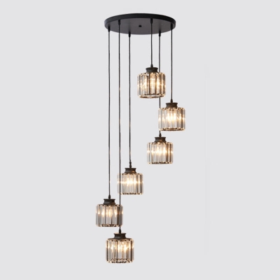 Cilindertrap Multi-plafondlamp Helder kristal Modern hanglamparmatuur