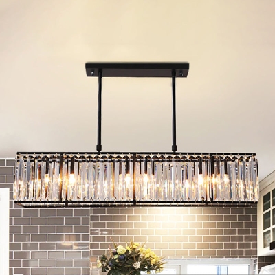 Lámpara de techo colgante rectangular de 3 cabezales de cristal nórdico en bronce