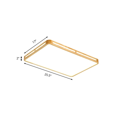 Minimalist Wood Beige LED Flush Mount Lamp for Bedroom - 25.5