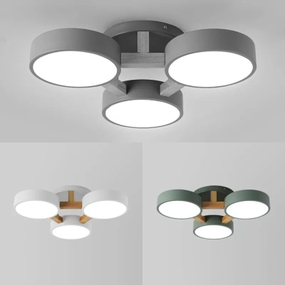 Macaron Loft semi-inbouw plafondlamp - metalen trommelarmatuur met 3 koppen voor woonkamers