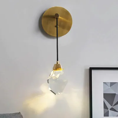 Moderne Kristall-LED-Wandleuchte aus Vollkupfer