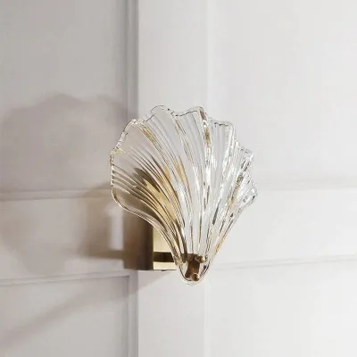 Shell Wandleuchte Postmodern Luxus Schlafzimmer Nachttisch Wohnzimmer Wand TV Hintergrund Einfache kreative Persönlichkeit Kupfer Wandleuchte