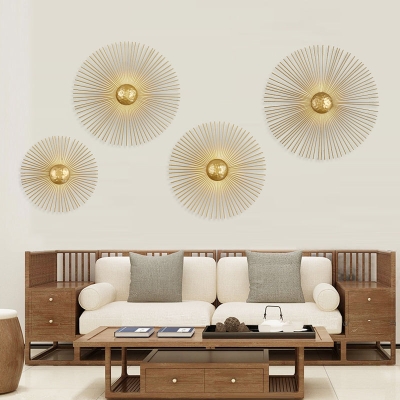 Aplique de pared circular LED de latón y metal de mediados de siglo, varios tamaños (8
