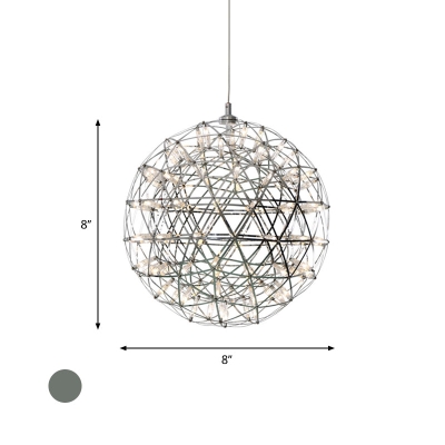 Modernist Stainless Steel Firework Chandelier with LED Orb Shade - 8