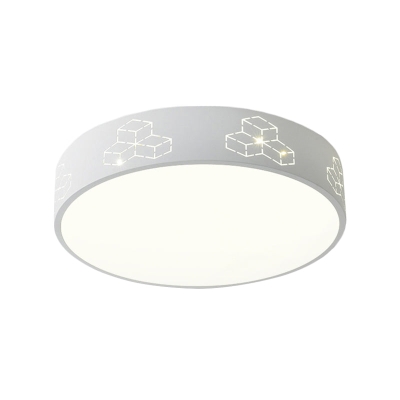 LED-Unterputz-Deckenleuchte mit ausgeschnittenem Eisenschirm für Kinderzimmer – Mond-Stern-/Würfel-/Elefanten-Design in Rosa/Weiß/Blau