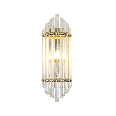Aplique de pared empotrado con tubo de cristal transparente - Mid Century 1 luz para sala de estar