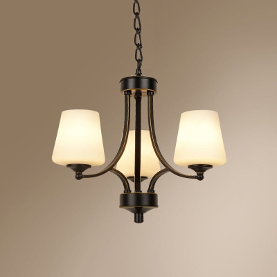 Milk Glass Chandelier: Elegant Cone Shade for Traditional Dining Room Ceiling Lighting