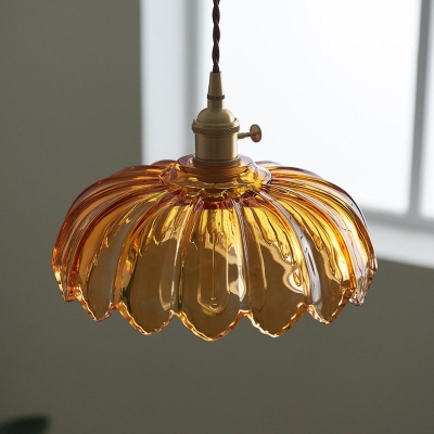 Deckenleuchte mit gewelltem Glas und Blumenmotiv, industrielle Hängeleuchte für einzelnes Esszimmer