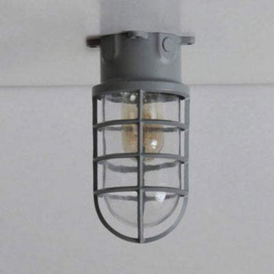 Industrial Flush Mount Ceiling Light with Clear Glass Cylinder Shade in Black/White/Pink - 1 Light