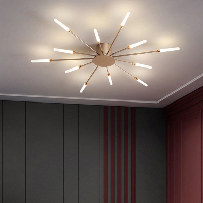 Lámpara de techo contemporánea negra/dorada con LED acrílico para dormitorio - Montaje semiempotrado (12/18/28 luces)