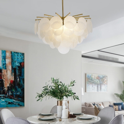 Skyla – Moderner Esszimmer-Hängeleuchter mit abgestuften Scheiben in Messing-Weiß