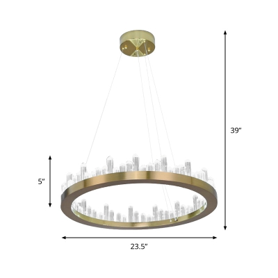 Modern Gold LED Chandelier in Warm/White Light for Bedroom - 16