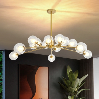 Modern Large Chandelier: 15/18 Lights, Restaurant Hotel Branch, Metal, Black/Gold Hanging Lamp