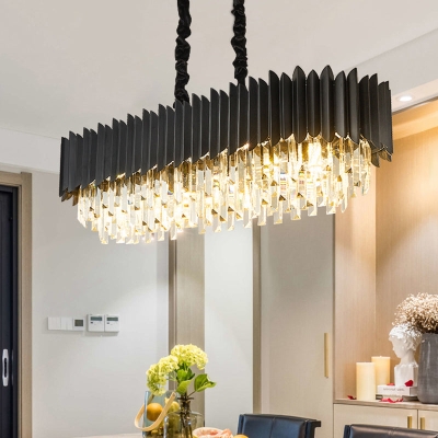 Crystal 6/8- Plafondophanging Kristallen kroonluchterlamp Licht in zwart