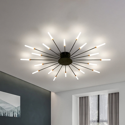 Lámpara de techo contemporánea negra/dorada con LED acrílico para dormitorio - Montaje semiempotrado (12/18/28 luces)