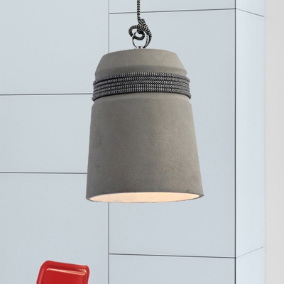 Industriële hanglamp in cementzwart/grijs/beige afwerking met touw