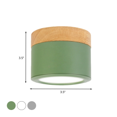 Plafoniera rotonda da incasso in acrilico Macaron Loft per corridoio bagno - Lampada piccola verde/grigio/bianco