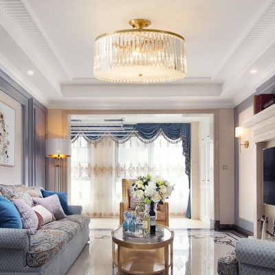 Moderne heldere kristallen semi-inbouw plafondlamp met gouden afwerking - Ideaal voor woonkamer, 4/5/6 lampen beschikbaar