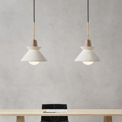 Schüsselschirm-Deckenleuchte Simplicity Cement Einzel-Hängeleuchte für Esszimmer in Weiß