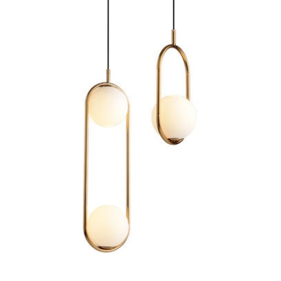 Lampe suspendue moderne à 1/2 lumières, luminaire décoratif de plafond, idéal pour une chambre à coucher, avec Globe en verre blanc, noir/or
