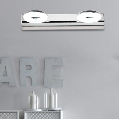 Lámpara de tocador de pared para baño de 2/3 cabezales con pantalla acrílica - Acabado plateado, iluminación blanca cálida