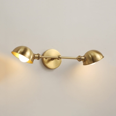 Lampada da parete moderna a forma di ciotola in ottone con 2 teste - Illuminazione con applique per camera da letto
