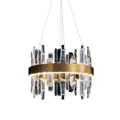 Mid Century Style LED Crystal Rod Gold Chandelier – Elegant Hanging Light Fixture