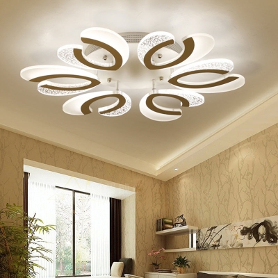 Minimalistische witte bloemen LED acryl inbouwlamp voor plafond in de woonkamer