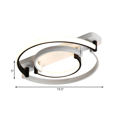 Sleek Acrylic LED Bedroom Ceiling Lamp in Warm/White Light - Black/White Flush Mount, Various Sizes