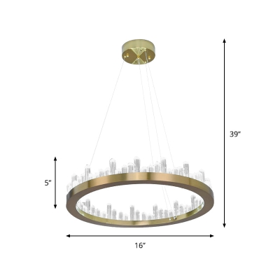 Modern Gold LED Chandelier in Warm/White Light for Bedroom - 16