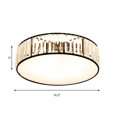 Eenvoudige trommel-inbouwlamp met kristallen schaduw - Zwart/brons 3/4/5-lichtarmatuur voor slaapkamers