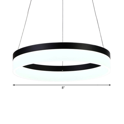 Modern Round LED Chandelier Pendant - Acrylic 1/2/3-Light Ceiling Light Fixture in Black/White/Gold - Warm/White Light