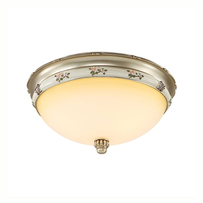 Frosted Glass Flush Ceiling Light with Traditional Brass Finish - 3 Lights, 3 Sizes for Living Rooms
